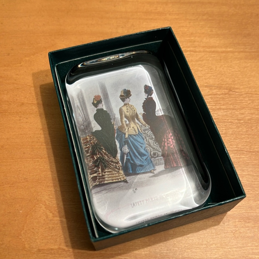 Antique Vivant “latest Paris fashion” glass paper weight